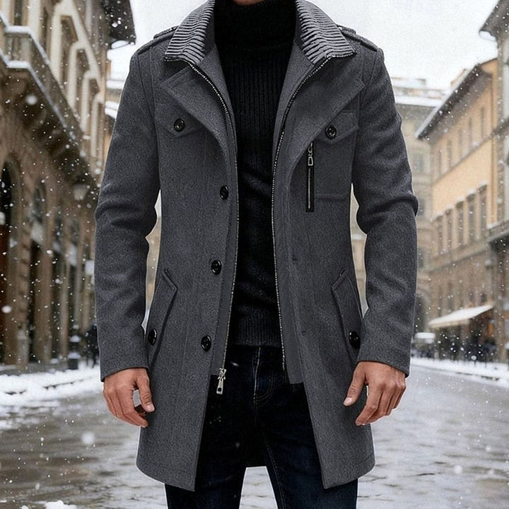 Men's Wool Coat Double-Breasted Tailored Winter Overcoat - Gray