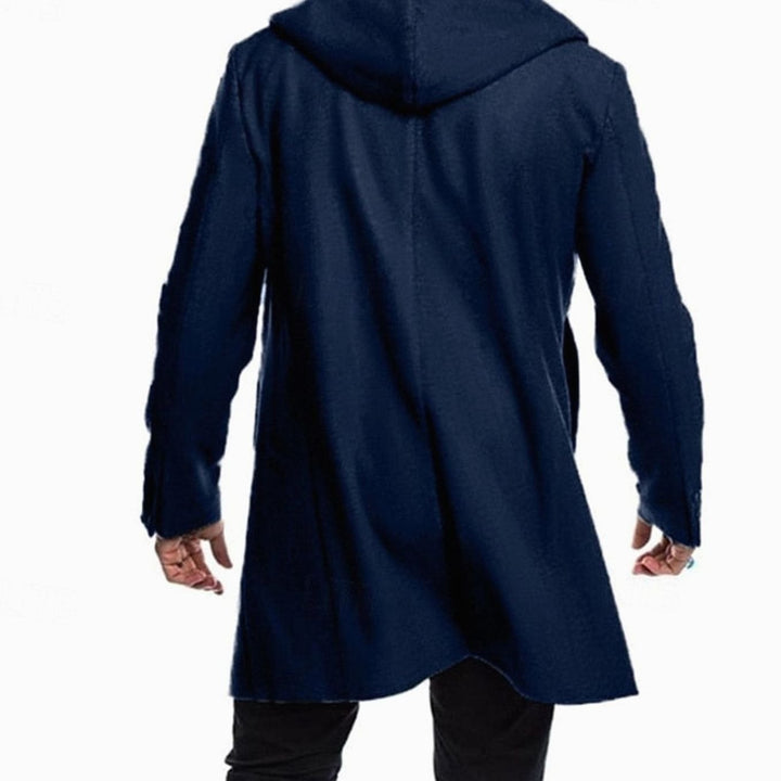 Men's Wool Long Hooded Toggle-Closure Overcoat