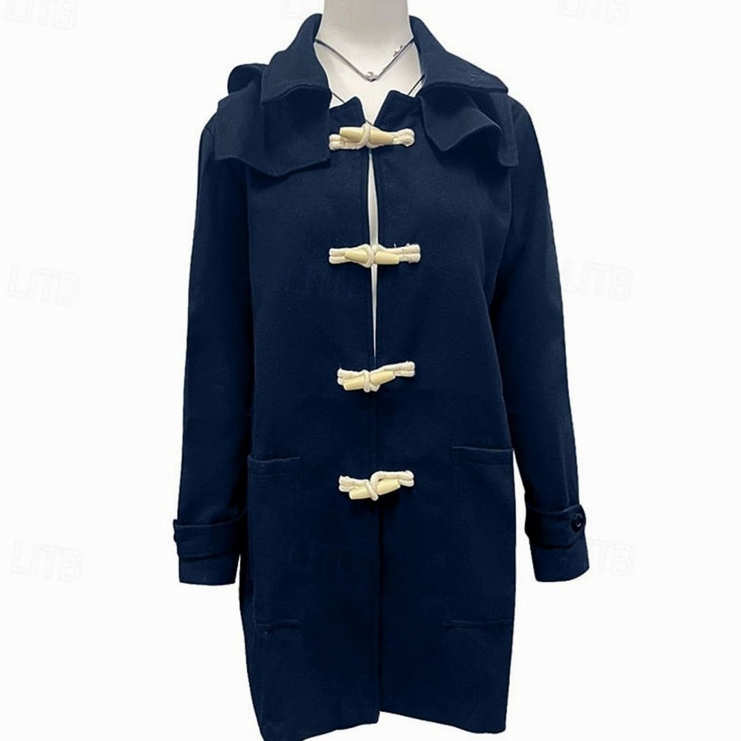 Men's Wool Long Hooded Toggle-Closure Overcoat