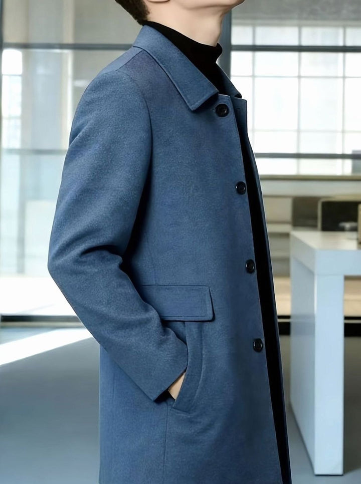 Men's Wool Single-Breasted Overcoat Classic Collar