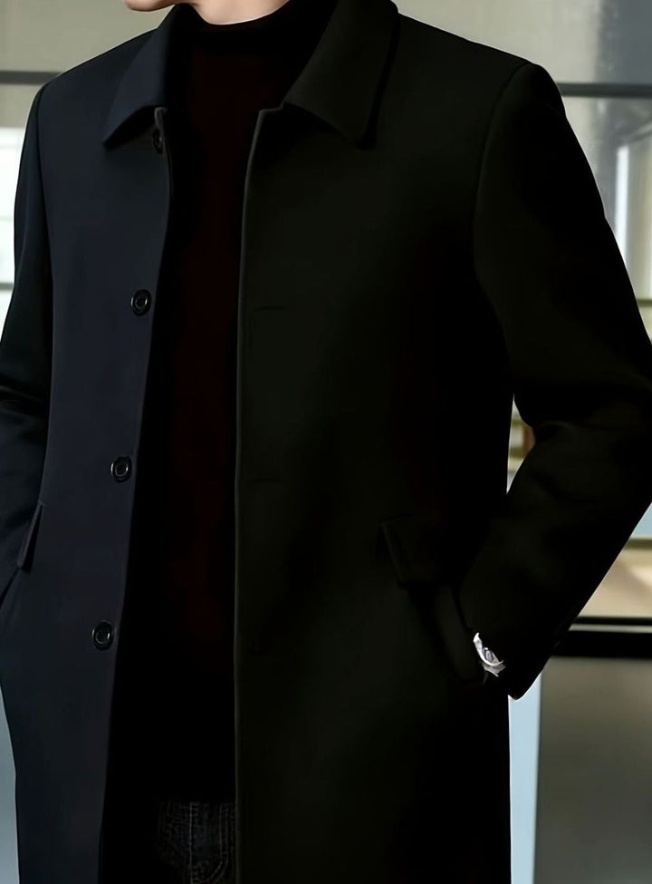 Men's Wool Single-Breasted Overcoat Classic Collar