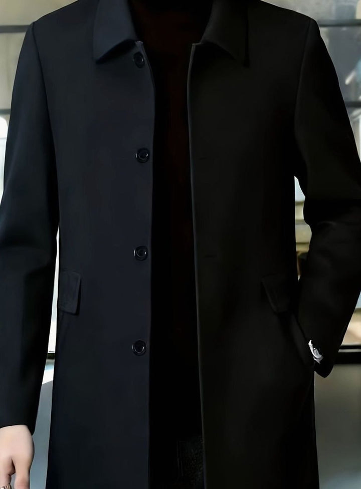 Men's Wool Single-Breasted Overcoat Classic Collar