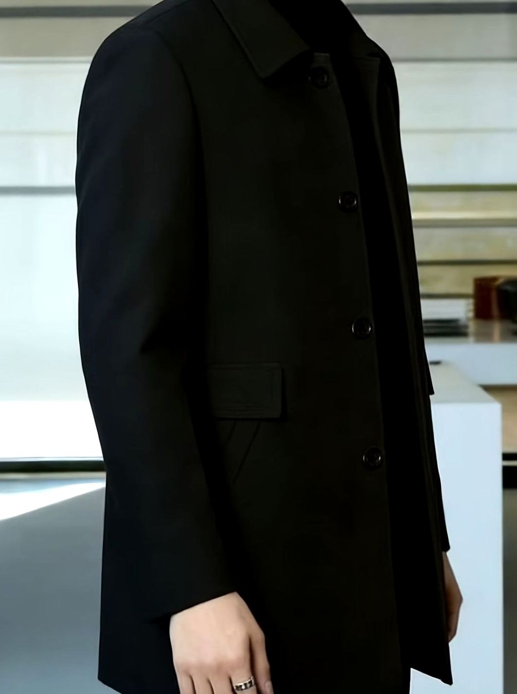 Men's Wool Single-Breasted Overcoat Classic Collar