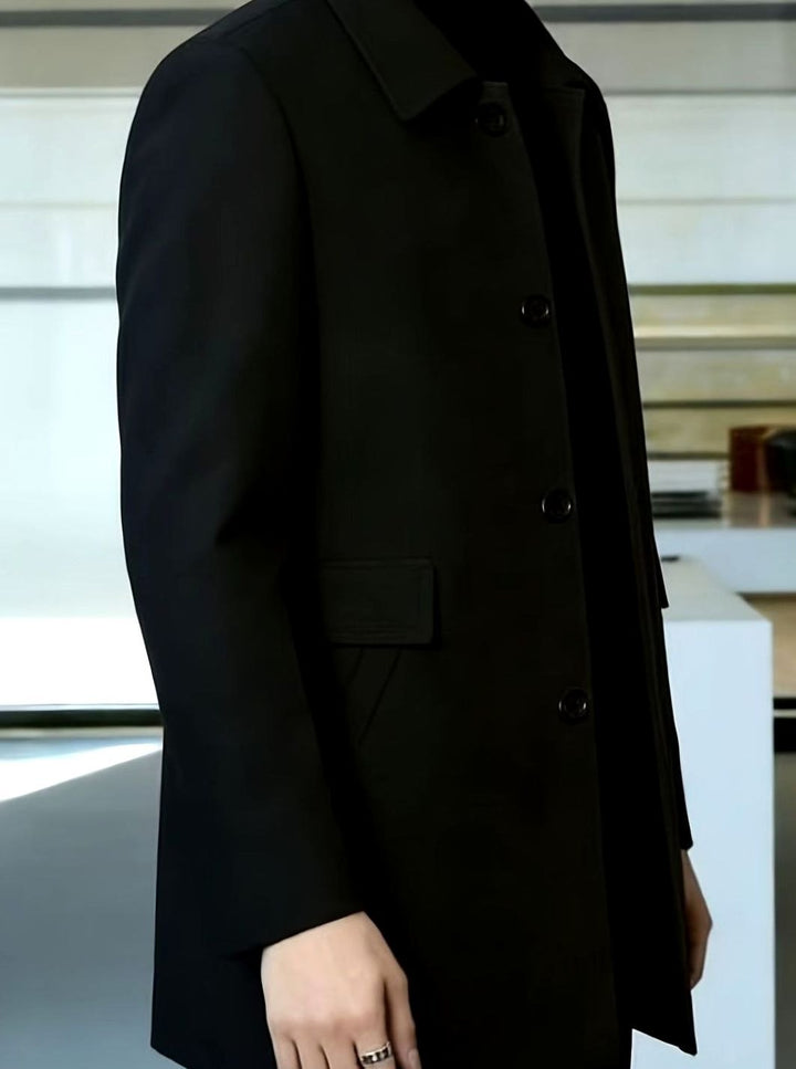 Men's Wool Single-Breasted Overcoat Classic Collar