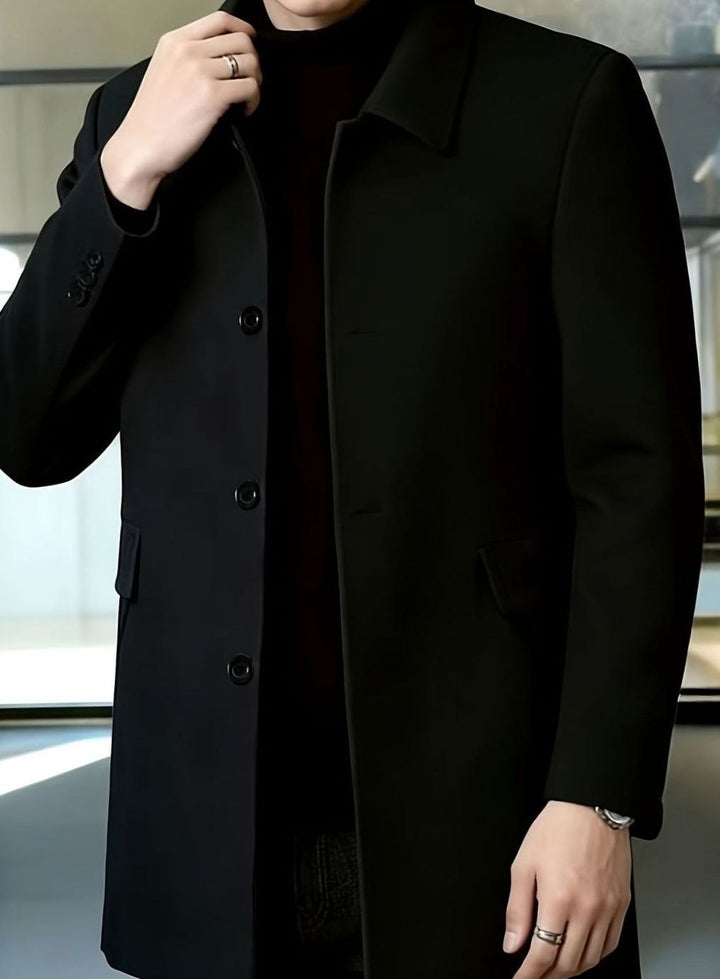 Men's Wool Single-Breasted Overcoat Classic Collar