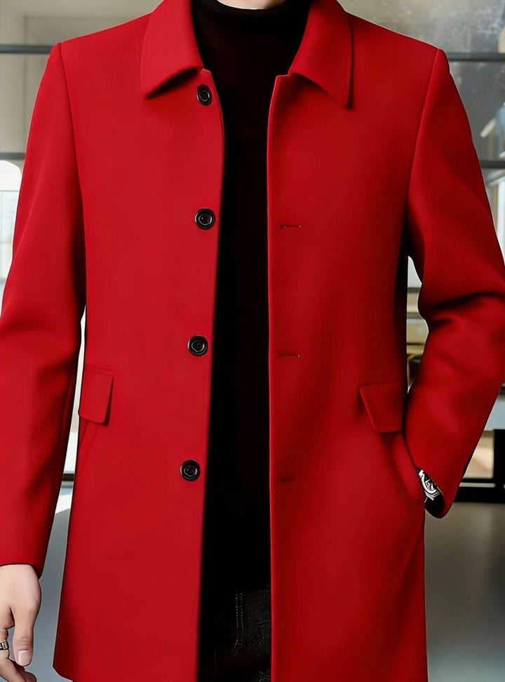 Men's Wool Single-Breasted Overcoat Classic Collar