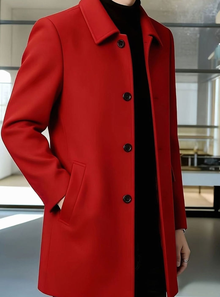 Men's Wool Single-Breasted Overcoat Classic Collar
