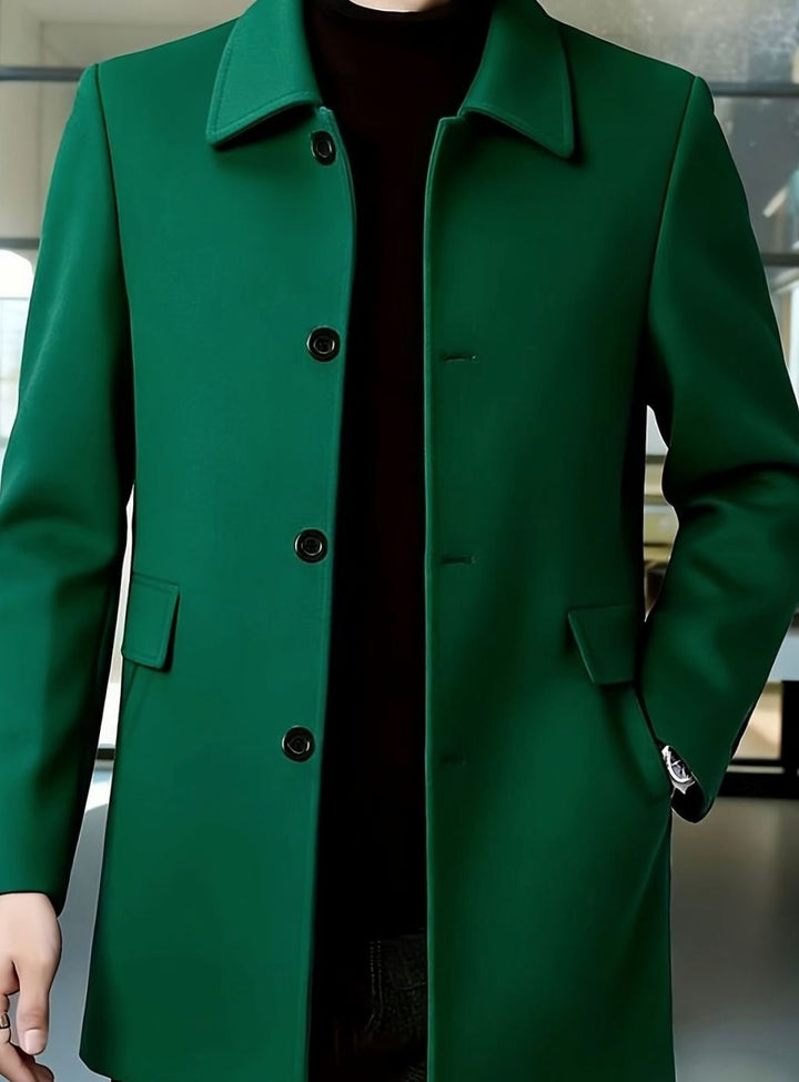 Men's Wool Single-Breasted Overcoat Classic Collar