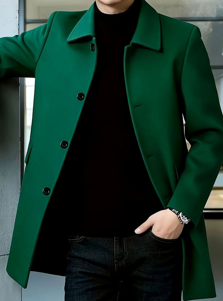Men's Wool Single-Breasted Overcoat Classic Collar