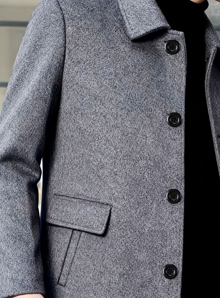 Men's Wool Single-Breasted Overcoat Classic Collar