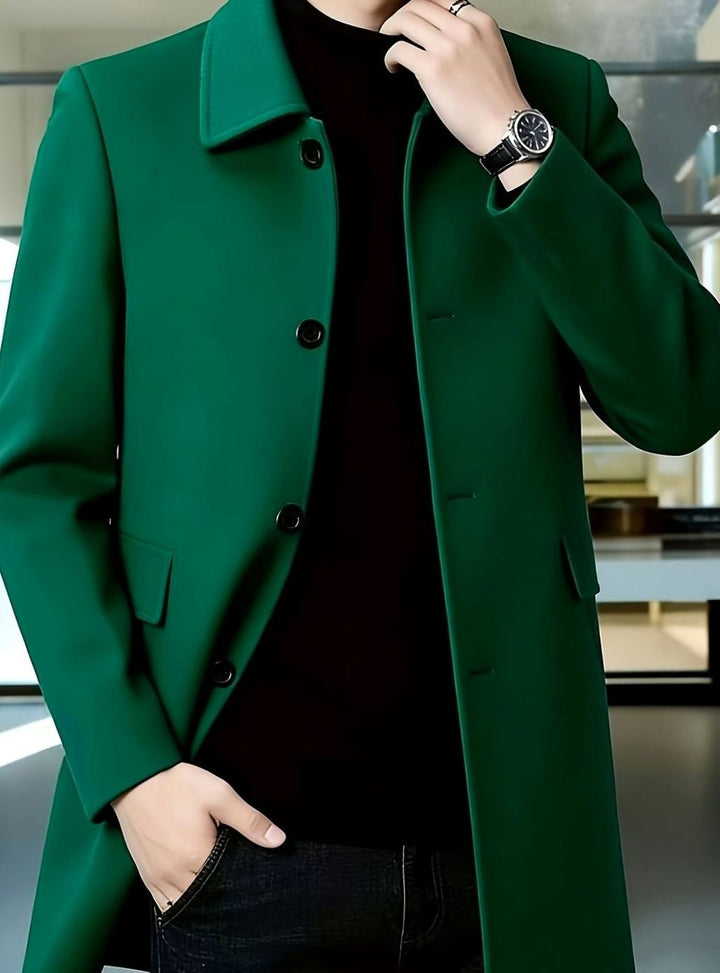 Men's Wool Single-Breasted Overcoat Classic Collar