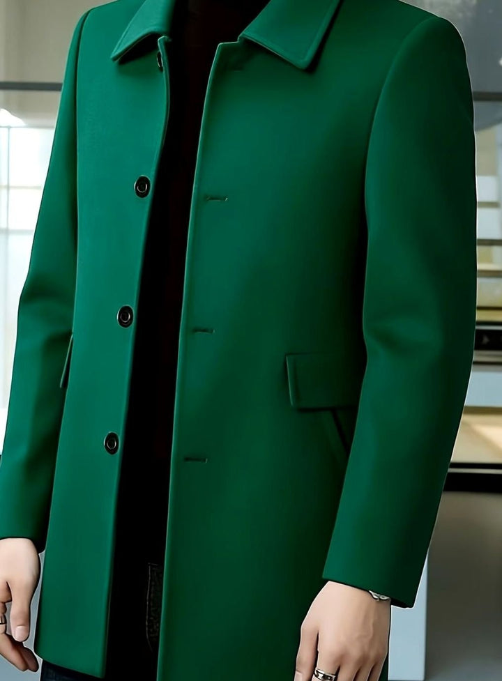 Men's Wool Single-Breasted Overcoat Classic Collar