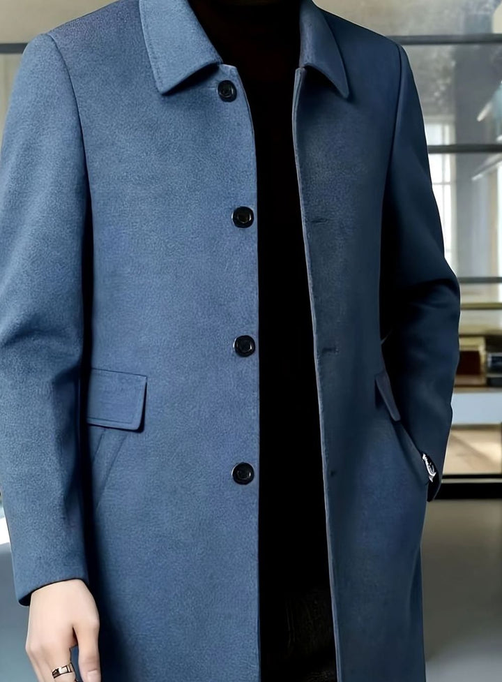 Men's Wool Single-Breasted Overcoat Classic Collar