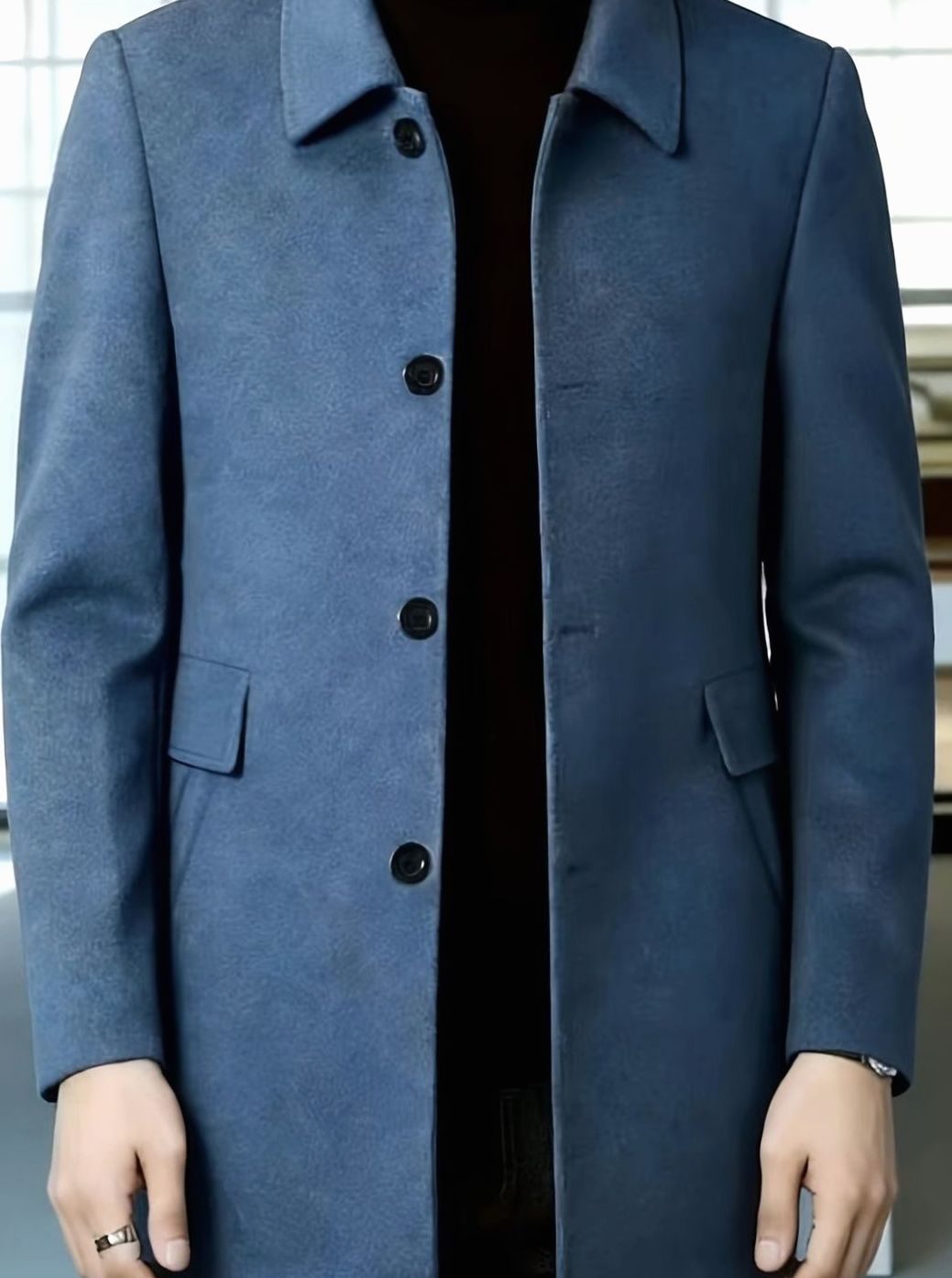 Men's Wool Single-Breasted Overcoat Classic Collar