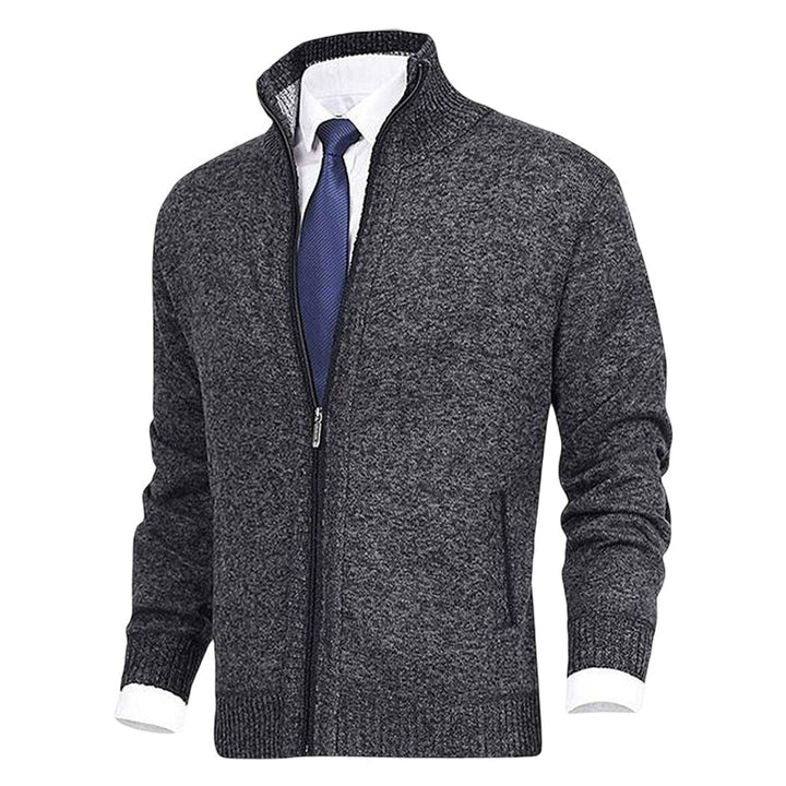 Men's Zip-Up Mock Neck Knit Mens Cardigan Sweater Jacket