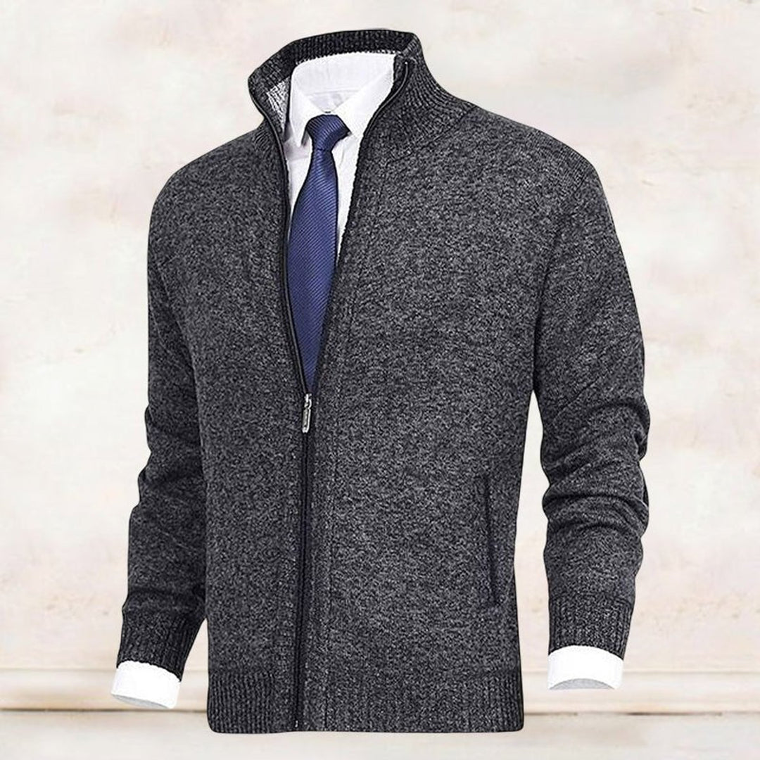 Men's Zip-Up Mock Neck Knit Mens Cardigan Sweater Jacket