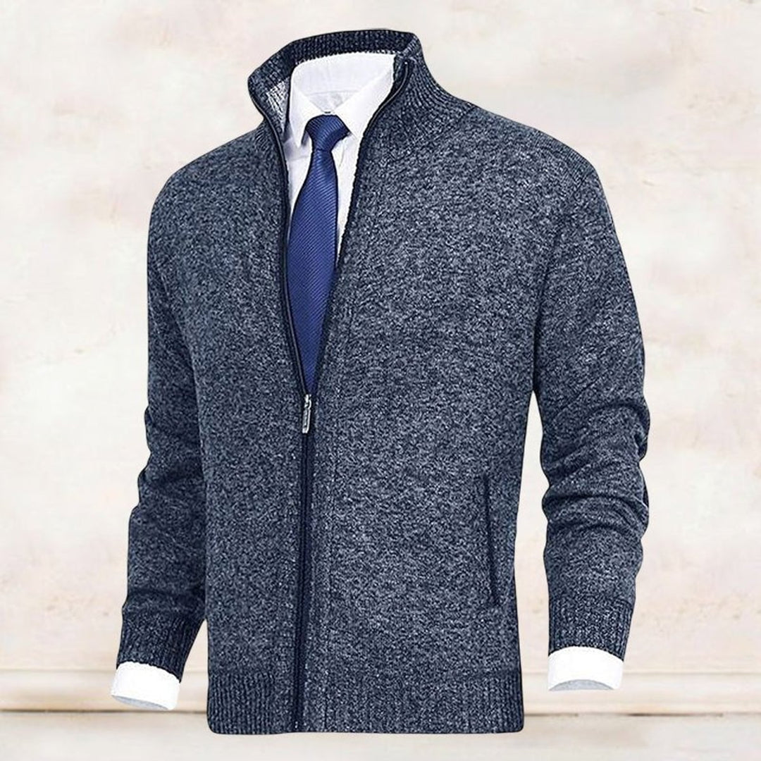 Men's Zip-Up Mock Neck Knit Mens Cardigan Sweater Jacket