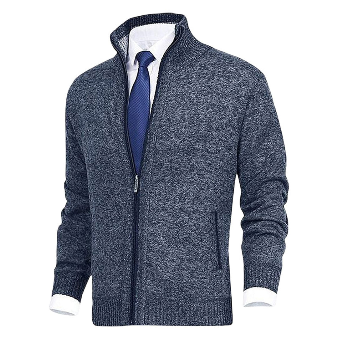 Men's Zip-Up Mock Neck Knit Mens Cardigan Sweater Jacket