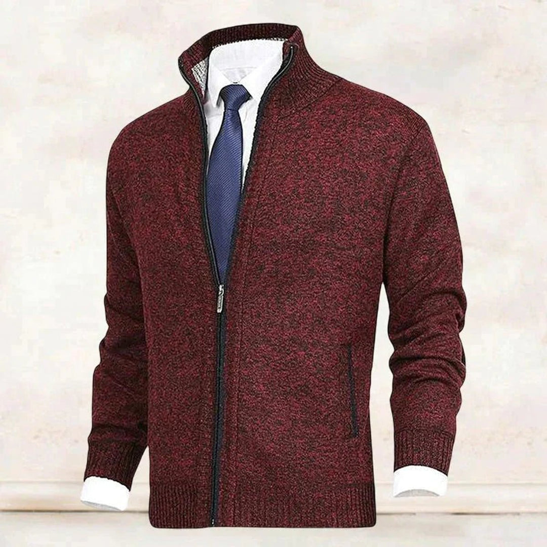 Men's Zip-Up Mock Neck Knit Mens Cardigan Sweater Jacket