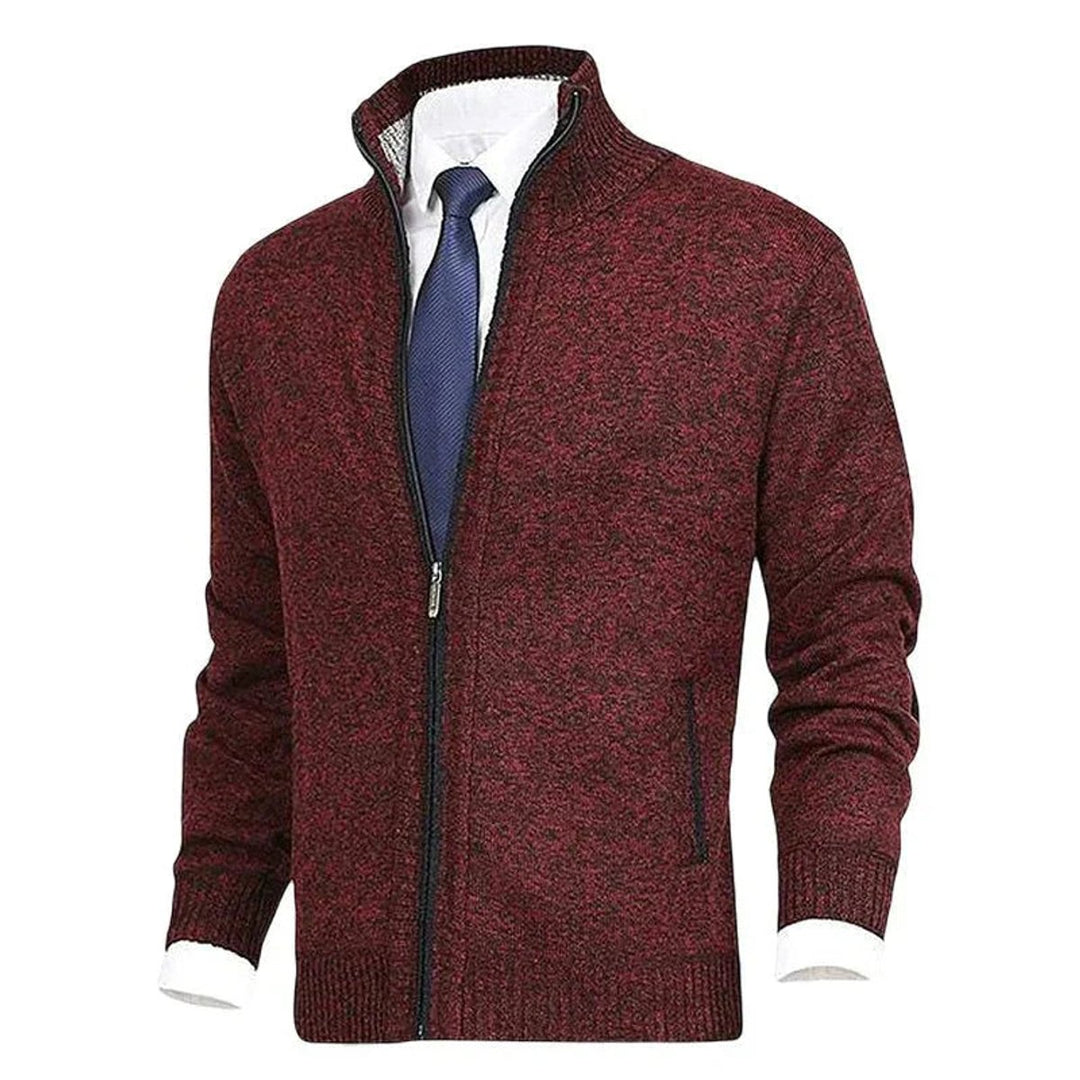 Men's Zip-Up Mock Neck Knit Mens Cardigan Sweater Jacket
