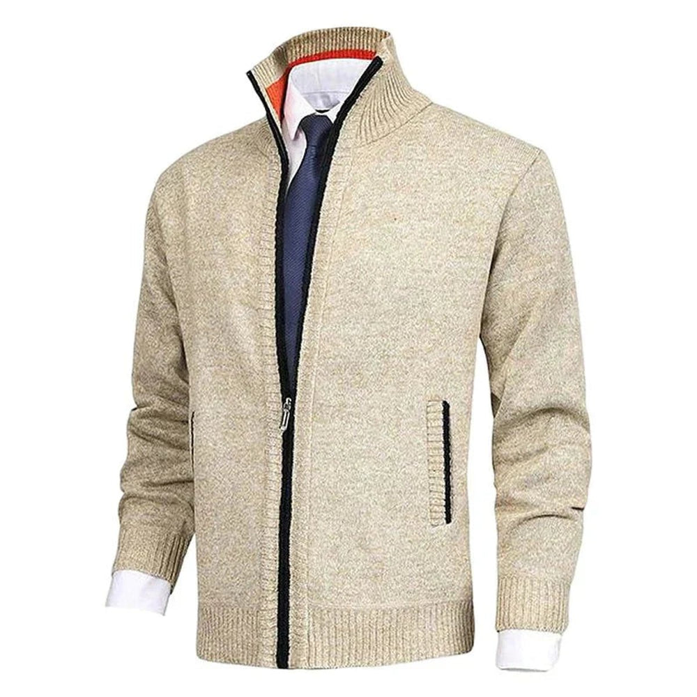 Men's Zip-Up Mock Neck Knit Mens Cardigan Sweater Jacket