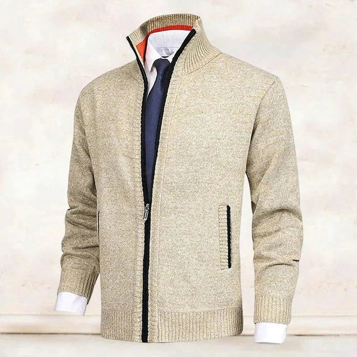 Men's Zip-Up Mock Neck Knit Mens Cardigan Sweater Jacket