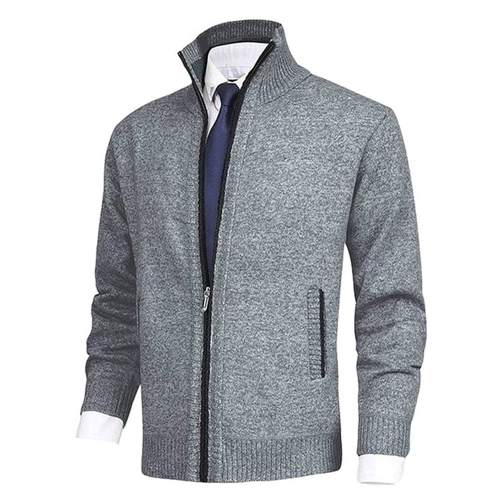 Men's Zip-Up Mock Neck Knit Mens Cardigan Sweater Jacket