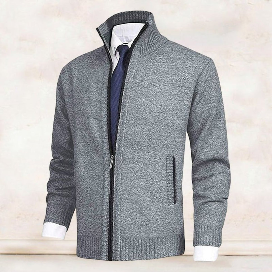 Men's Zip-Up Mock Neck Knit Mens Cardigan Sweater Jacket