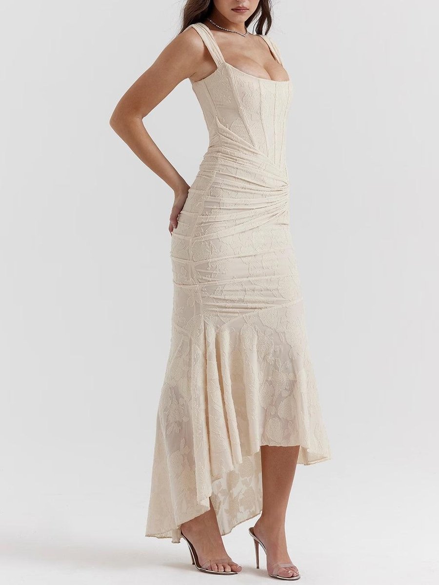 Mother of the Bride Dress Corset Ruched Mermaid Midi Gown