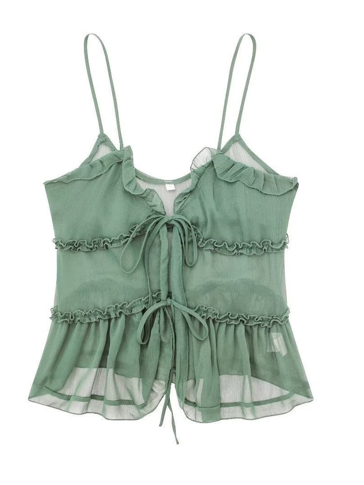 Women's Semi-Sheer Layered Embellished Cami Top
