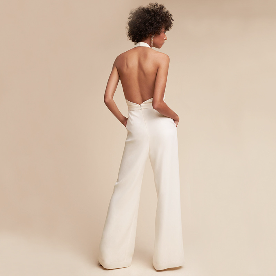 Women's Rose Halter-Neck Backless Jumpsuit