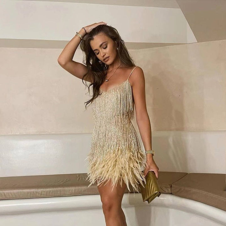 Women's Summer Fitted Sequin Cocktail Mini Dress