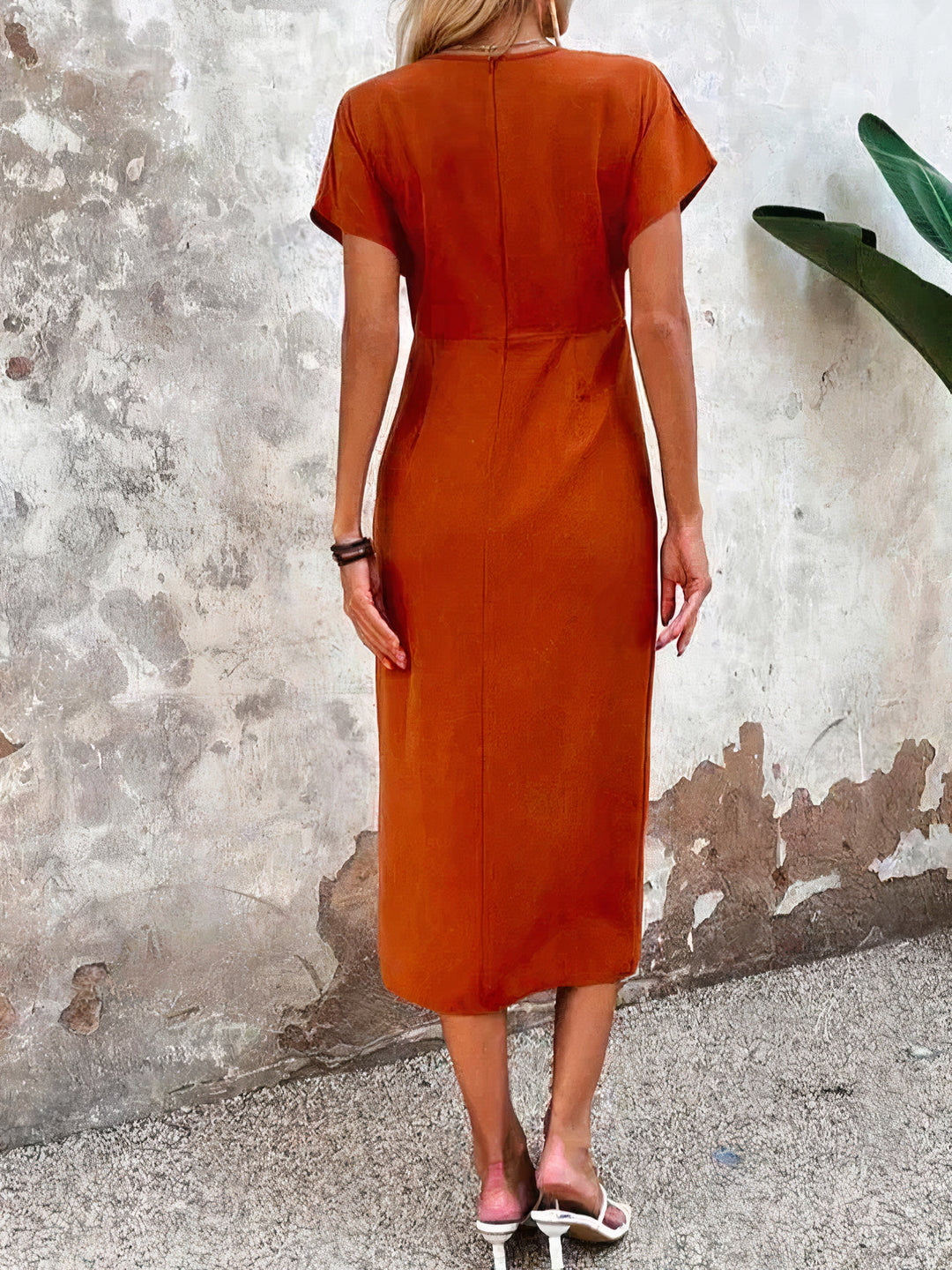 Women's V-Neck Wrap Midi Dress