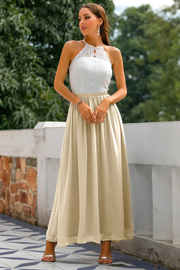 Women's Halter Wedding Guest Maxi Dress
