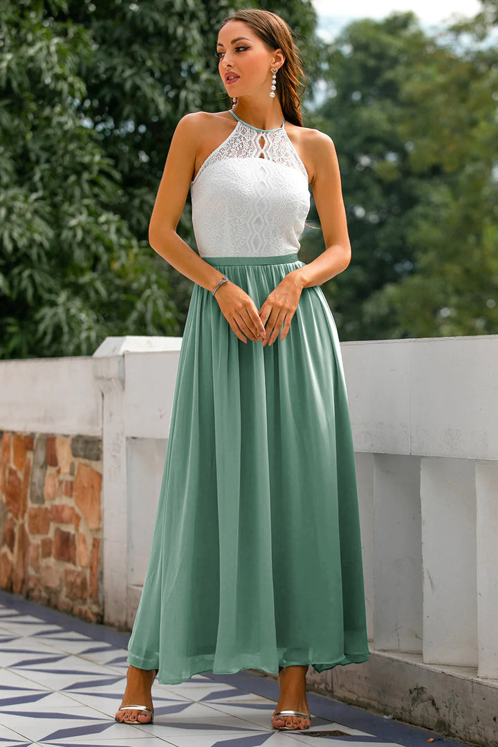 Women's Halter Wedding Guest Maxi Dress
