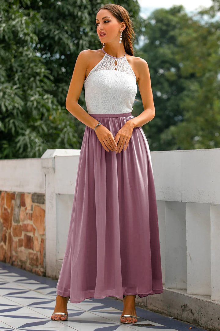 Women's Halter Wedding Guest Maxi Dress