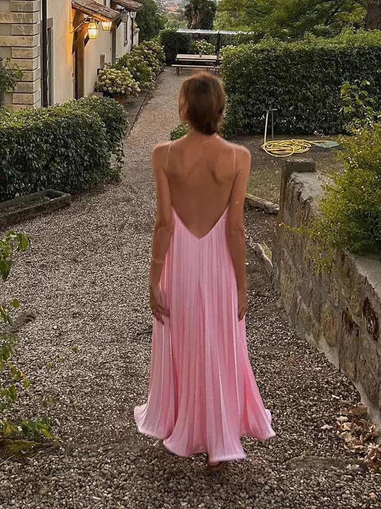Women's Sleeveless Pleated Maxi Dress