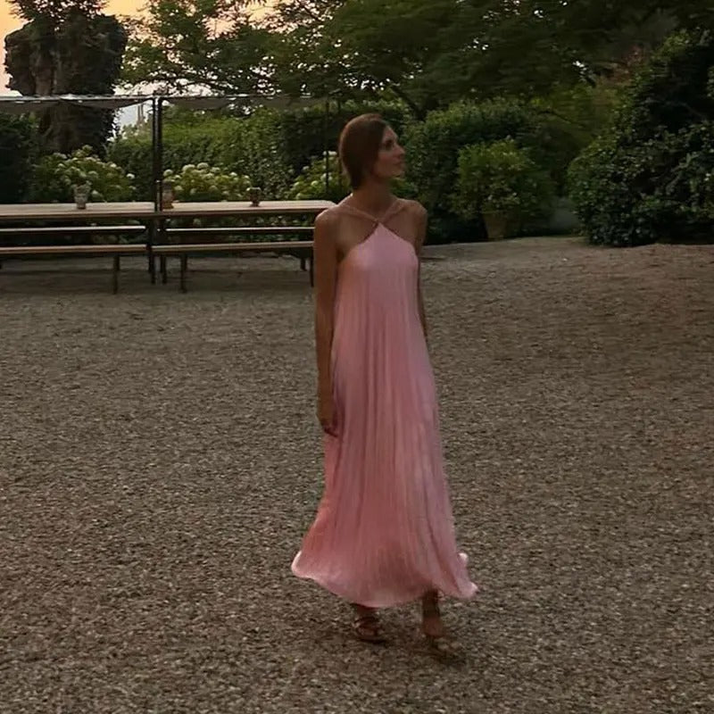 Women's Sleeveless Pleated Maxi Dress