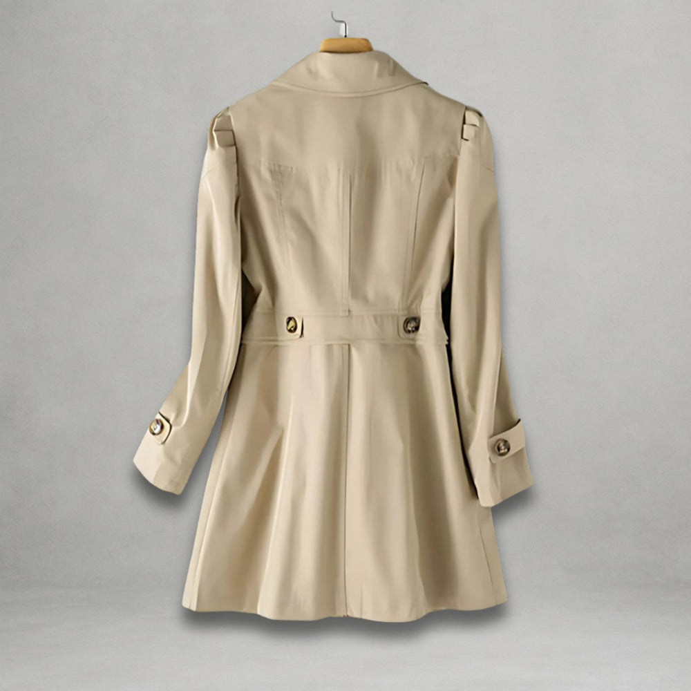 Women Coat Classic Belted Trench Single-Breasted Lapel Overcoat