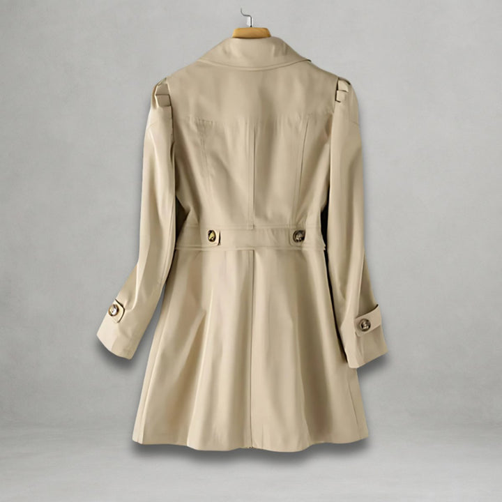 Women Coat Classic Belted Trench Single-Breasted Lapel Overcoat