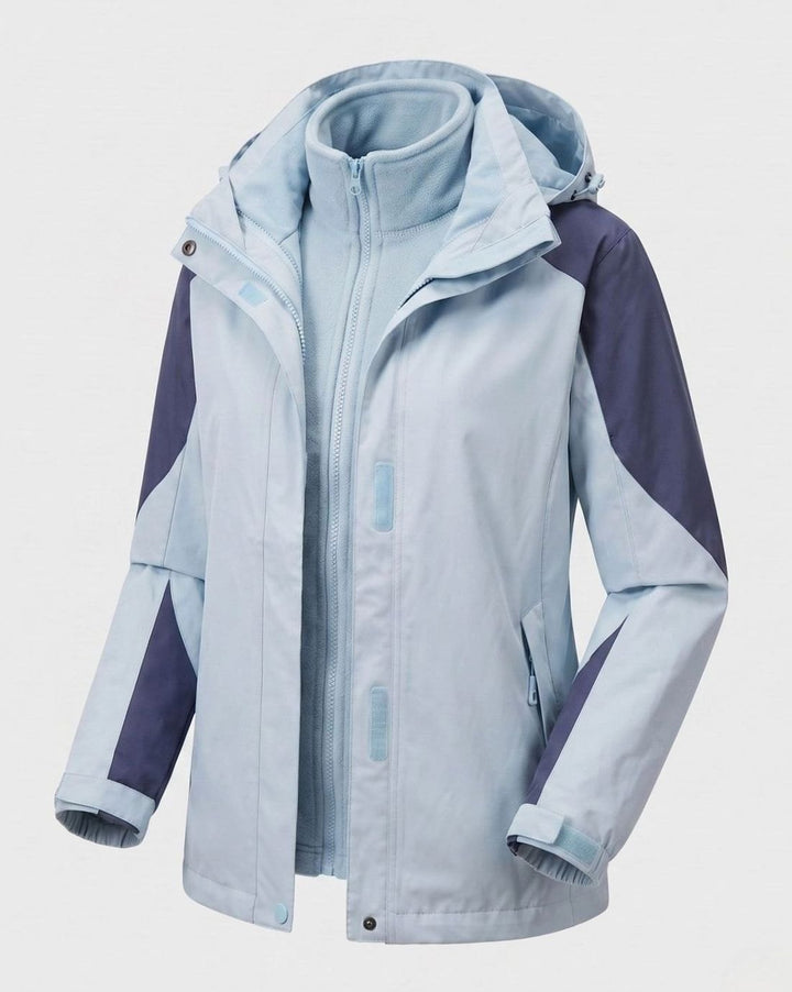 Women's 2-in-1 Hooded Softshell Fleece Outdoor Jacket - Men's Outdoor Jacket Light Blue