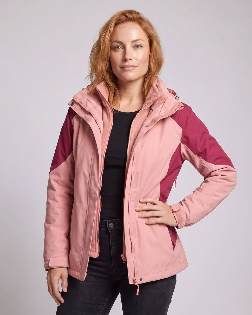 Women's 2-in-1 Hooded Softshell Fleece Outdoor Jacket