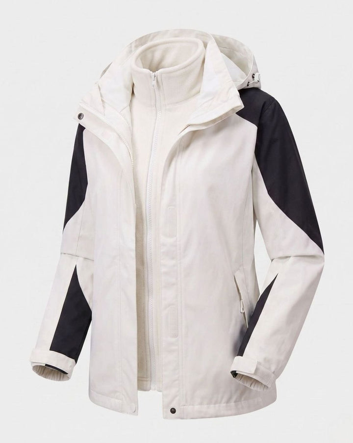 Women's 2-in-1 Hooded Softshell Fleece Outdoor Jacket - Women's Softshell Jacket Ivory
