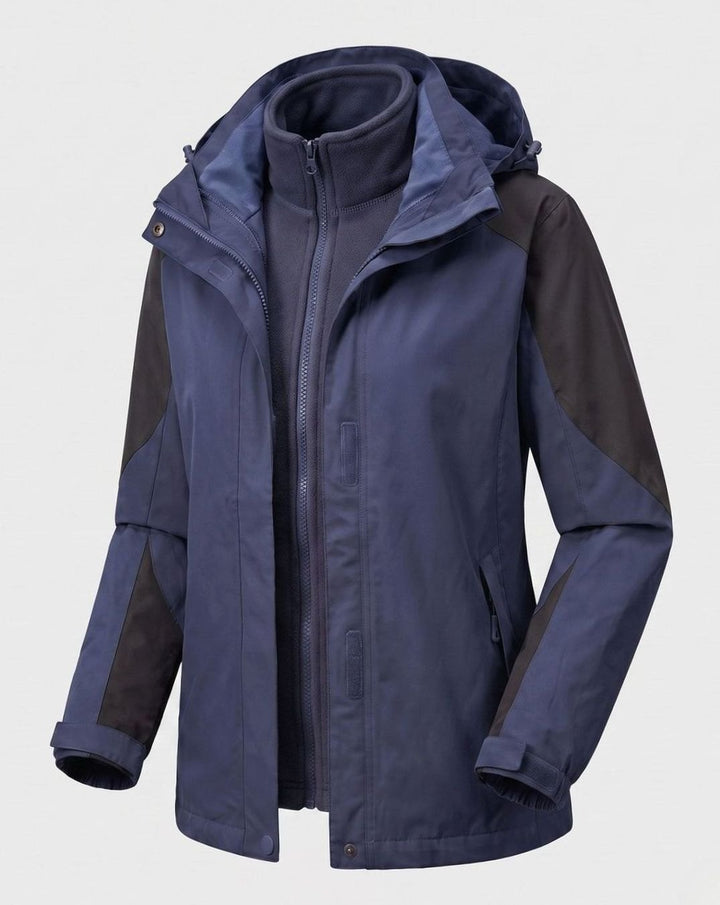 Women's 2-in-1 Hooded Softshell Fleece Outdoor Jacket - Men's Dark Blue (Style 1312N)