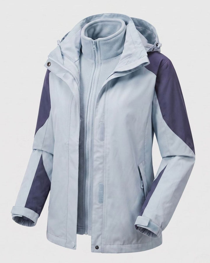 Women's 2-in-1 Hooded Softshell Fleece Outdoor Jacket - Women's Light Blue (Style 1312L)