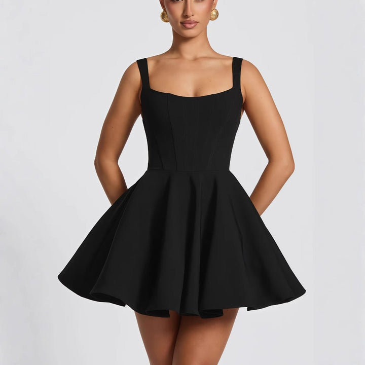Women's A-Line Square-Neck Bow-Back Mini Cocktail Dress