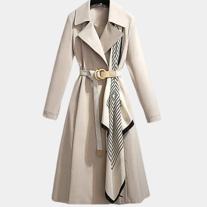 Women's Belted A-Line Midi Trench Coat - Beige