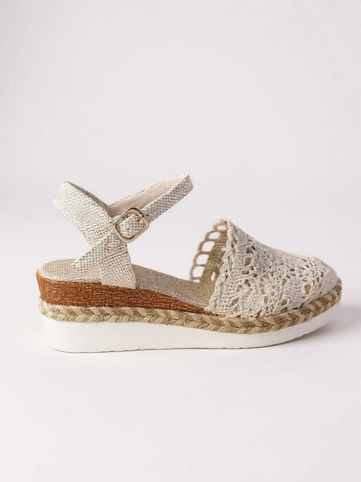 Women's Boho Crochet Ankle-Strap Espadrille Platform Sandals