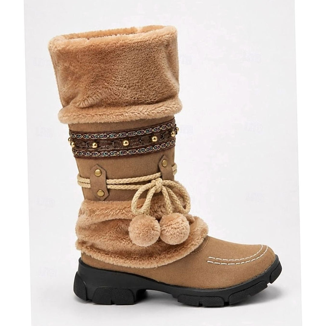 Women's Boho Faux-Fur Cuff Slouch Snow Boots