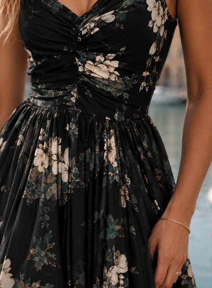 Women's Boho Floral High-Low Spaghetti Strap Maxi Dress